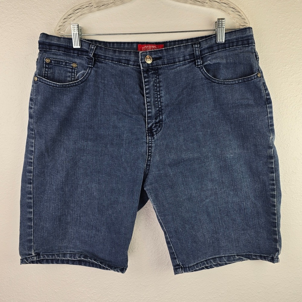 CosJeans Denim Bermuda Shorts (16) Blue Stretch Mid Rise Heart Pocket Casual